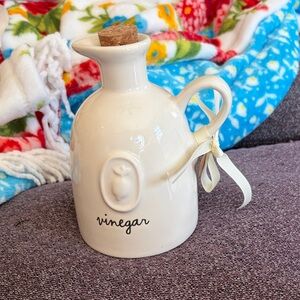 Rae Dunn Artisan Collection Ceramic Vinegar Jar with Cork Lid